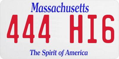 MA license plate 444HI6