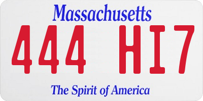 MA license plate 444HI7