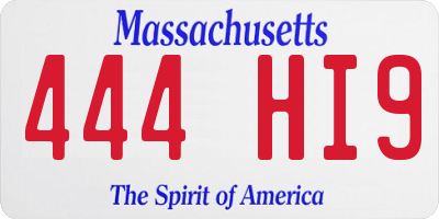 MA license plate 444HI9
