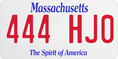 MA license plate 444HJ0