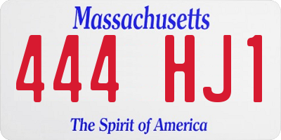 MA license plate 444HJ1