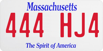 MA license plate 444HJ4