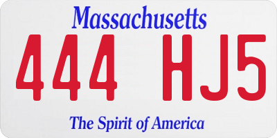 MA license plate 444HJ5