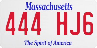 MA license plate 444HJ6