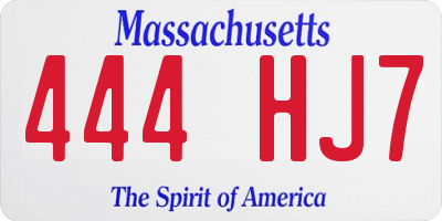 MA license plate 444HJ7