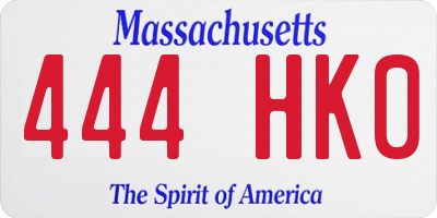 MA license plate 444HK0