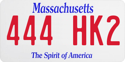 MA license plate 444HK2