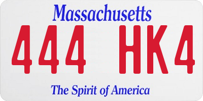 MA license plate 444HK4