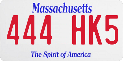 MA license plate 444HK5