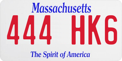 MA license plate 444HK6