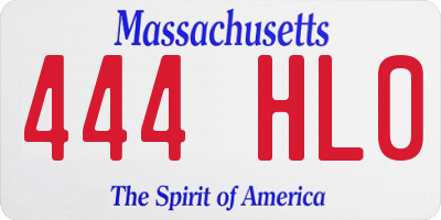 MA license plate 444HL0
