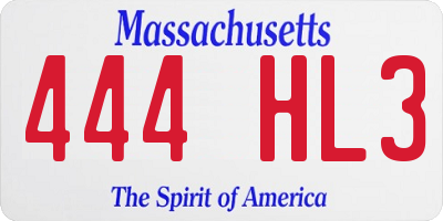 MA license plate 444HL3