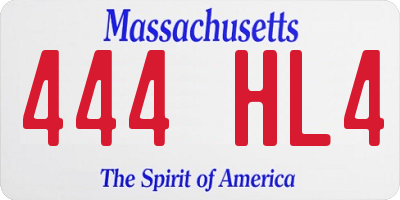 MA license plate 444HL4