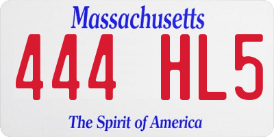 MA license plate 444HL5