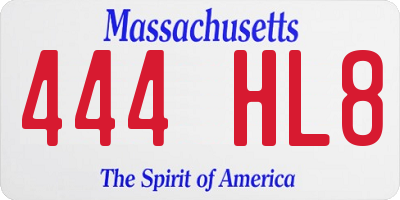 MA license plate 444HL8