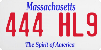 MA license plate 444HL9