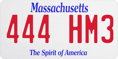 MA license plate 444HM3