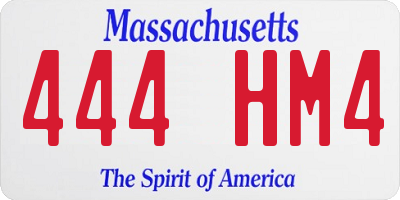 MA license plate 444HM4