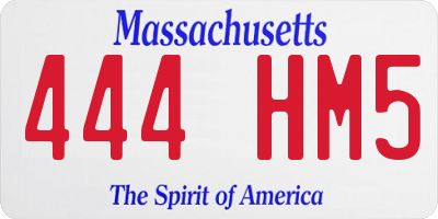 MA license plate 444HM5
