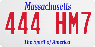 MA license plate 444HM7