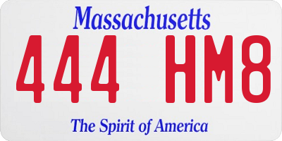 MA license plate 444HM8