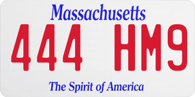 MA license plate 444HM9