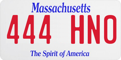 MA license plate 444HN0