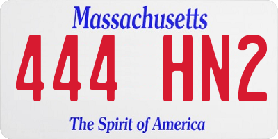 MA license plate 444HN2