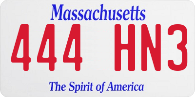 MA license plate 444HN3