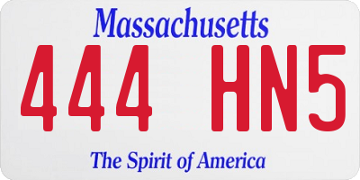 MA license plate 444HN5