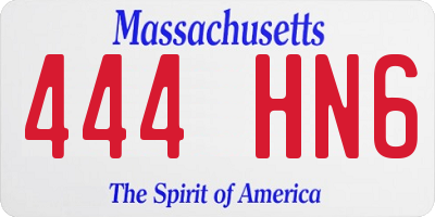 MA license plate 444HN6
