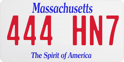 MA license plate 444HN7