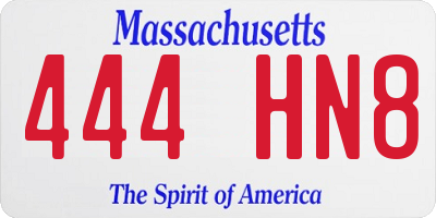 MA license plate 444HN8