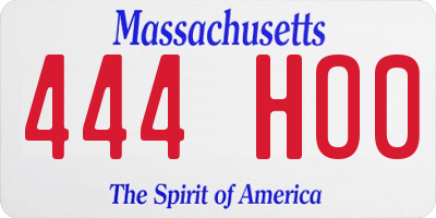 MA license plate 444HO0