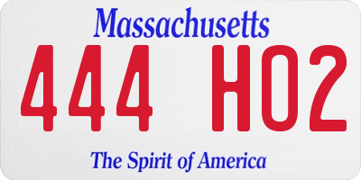 MA license plate 444HO2