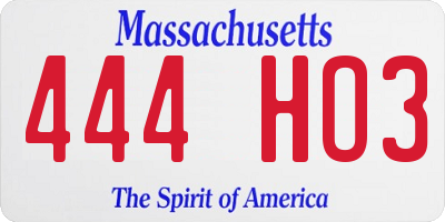 MA license plate 444HO3