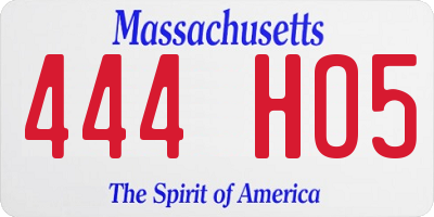 MA license plate 444HO5