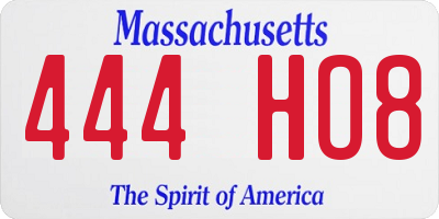 MA license plate 444HO8