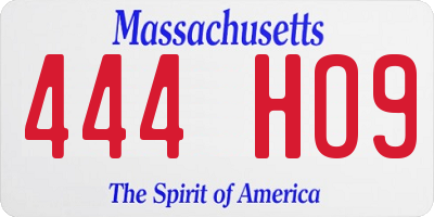 MA license plate 444HO9
