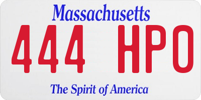 MA license plate 444HP0