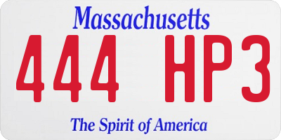 MA license plate 444HP3