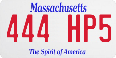 MA license plate 444HP5