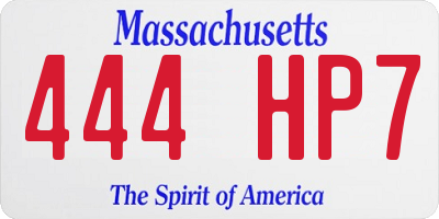 MA license plate 444HP7
