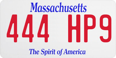 MA license plate 444HP9