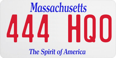 MA license plate 444HQ0