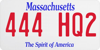 MA license plate 444HQ2