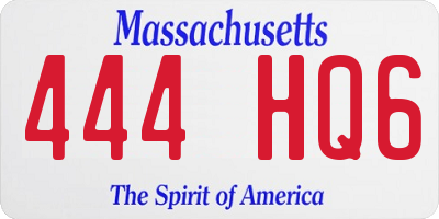 MA license plate 444HQ6
