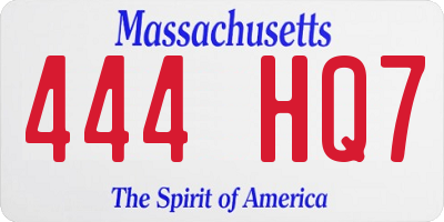 MA license plate 444HQ7