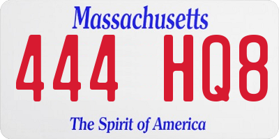 MA license plate 444HQ8