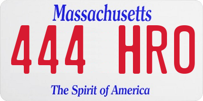 MA license plate 444HR0